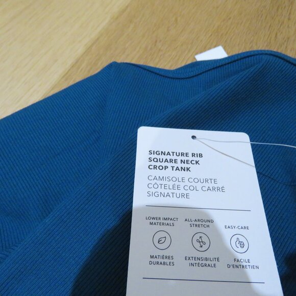 ATHLETA Signature Rib Square Neck Crop Tank Top Coastal Teal Stretch Casual NWT - Picture 12 of 12